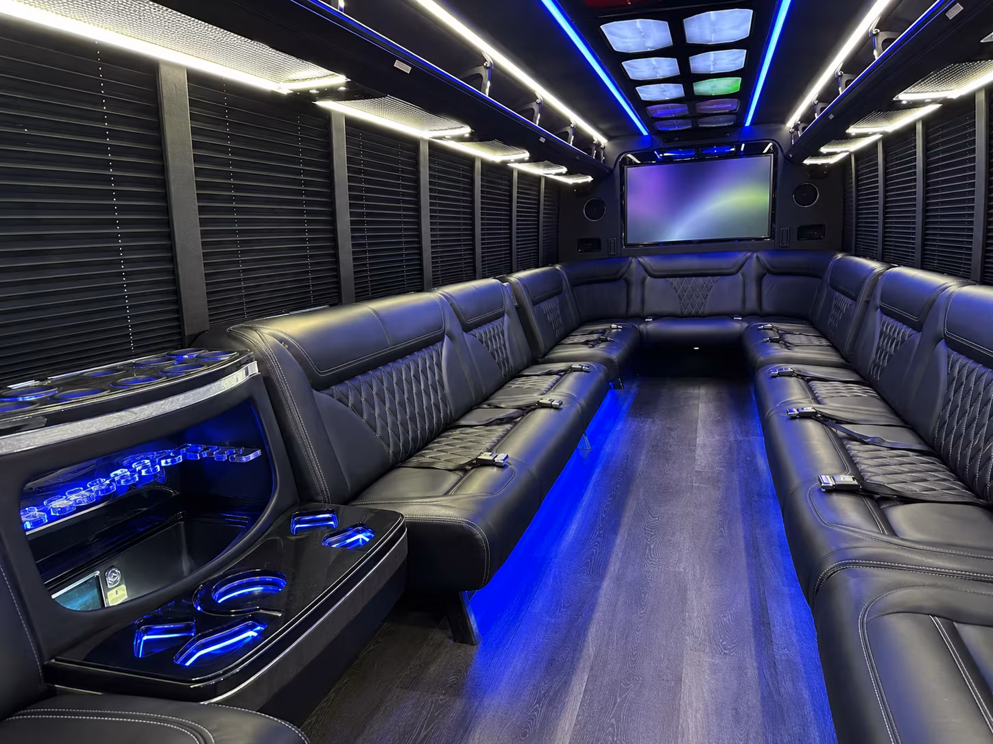 burlington 20 passenger party bus inside