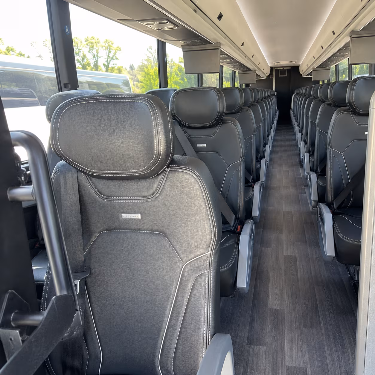 burlington charter bus rental interior